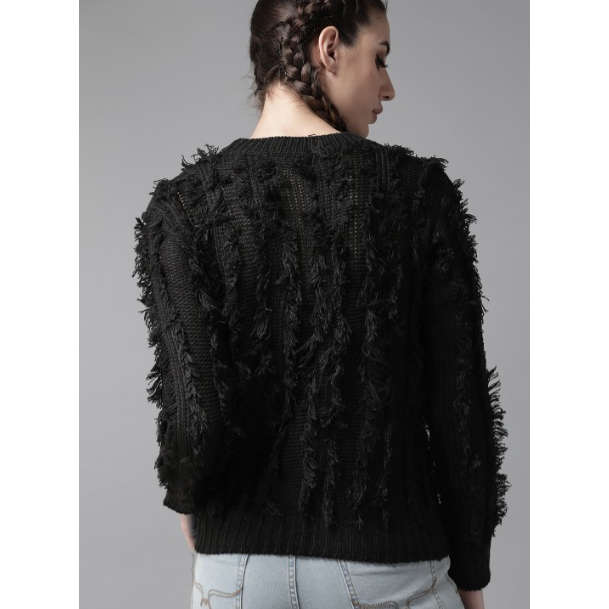 Loose Fit Long Sleeve Crew Neck Thick Knit Sweater