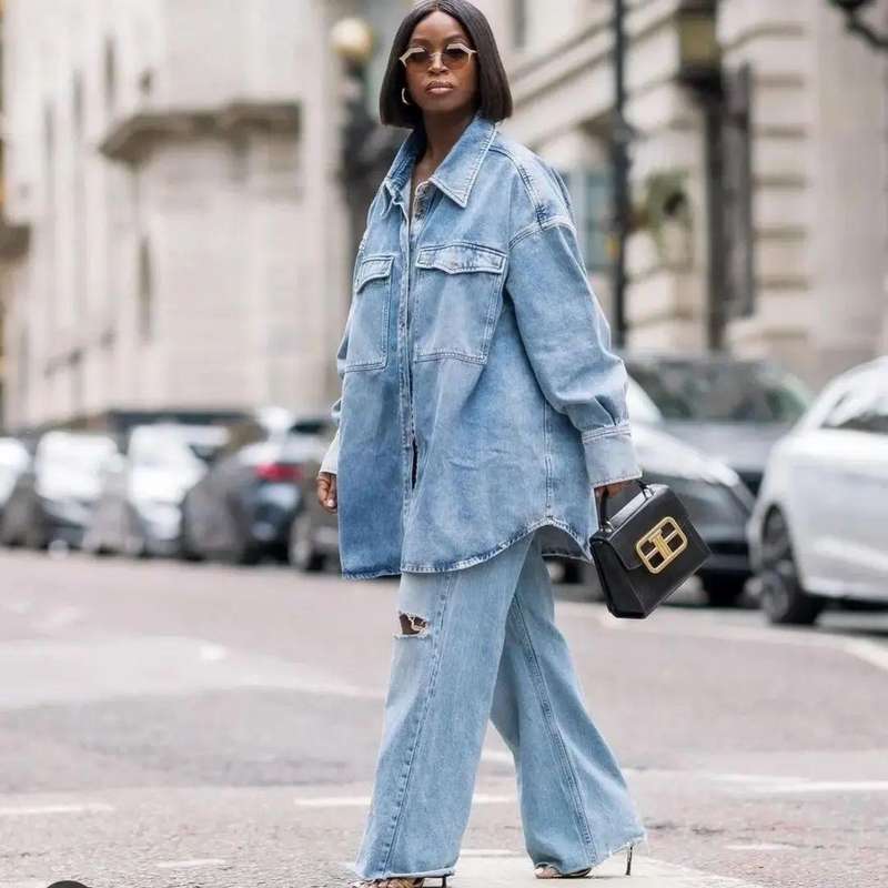 Long Sleeve Oversized Denim Shirt