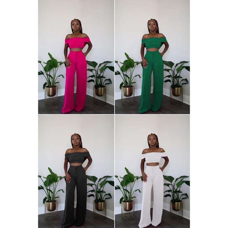 Dressy Crop Top & High Waisted Suit Pants