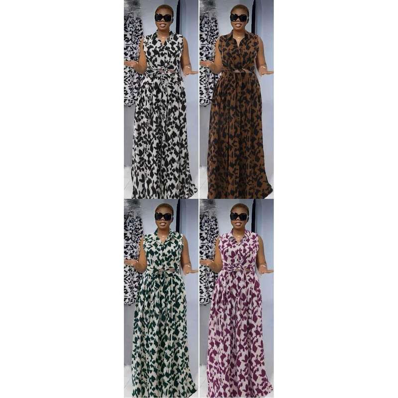 Printed Skirt and Sleeveless Top Two Piece Set.