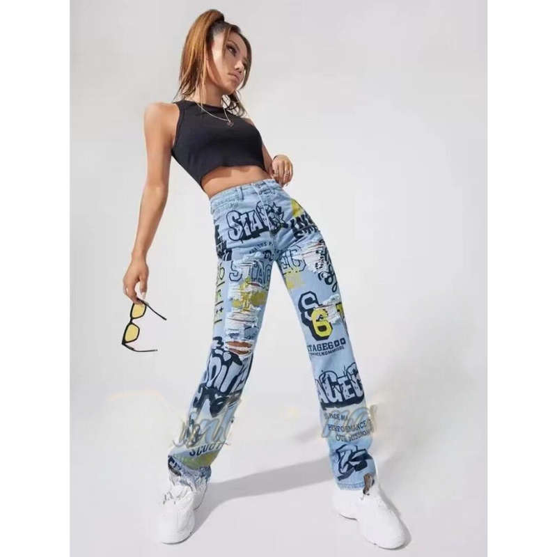 Ripped Graffiti Jean