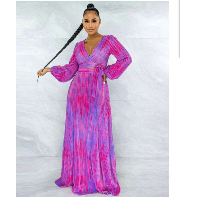 Tie-dye Printed Maxi Asymmetrical Set