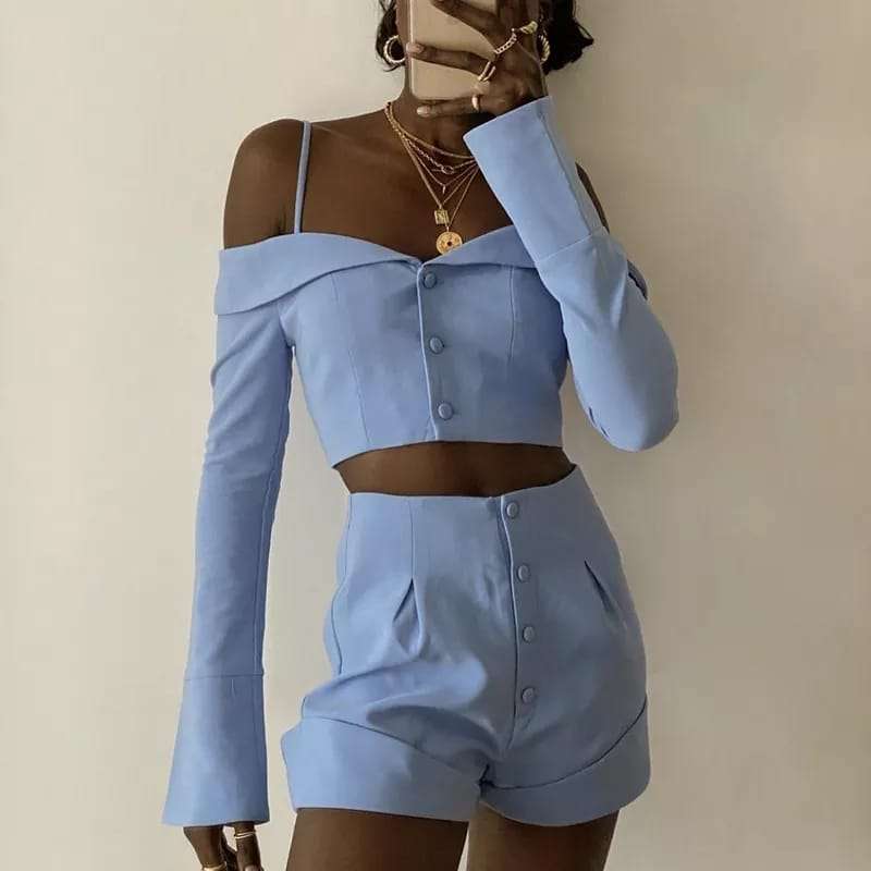 High-Waisted Short  & Crop Outfit Set