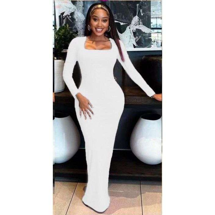 Square Long Sleeve Bodycon Dress