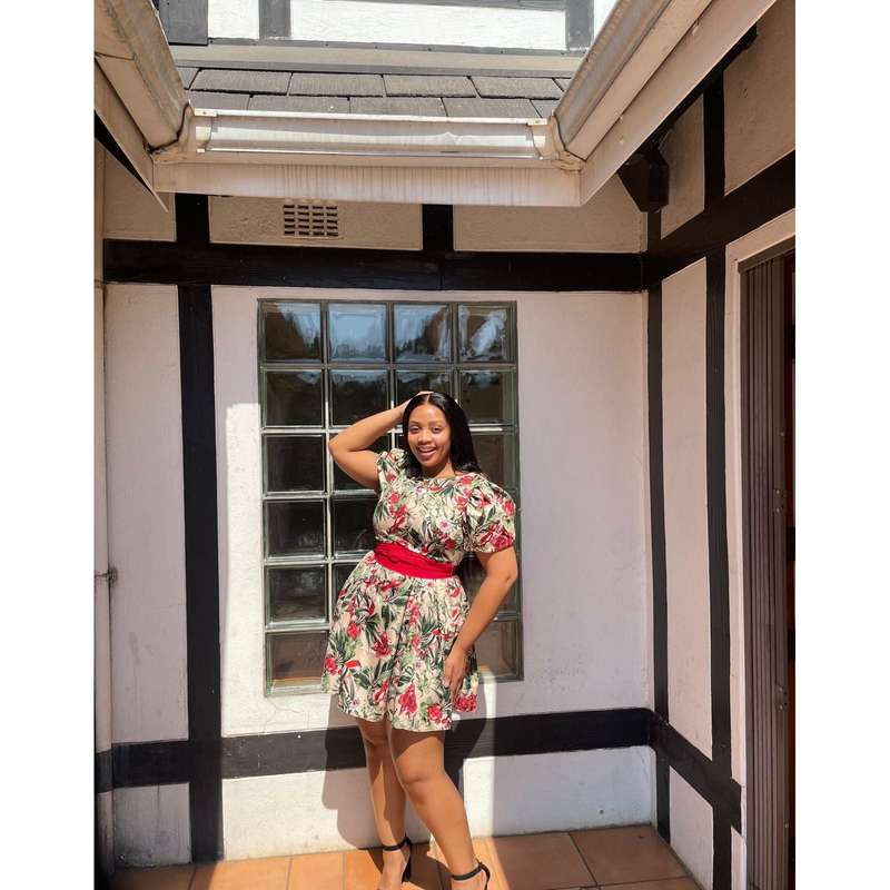 Round Neck Ankara Midi Dress