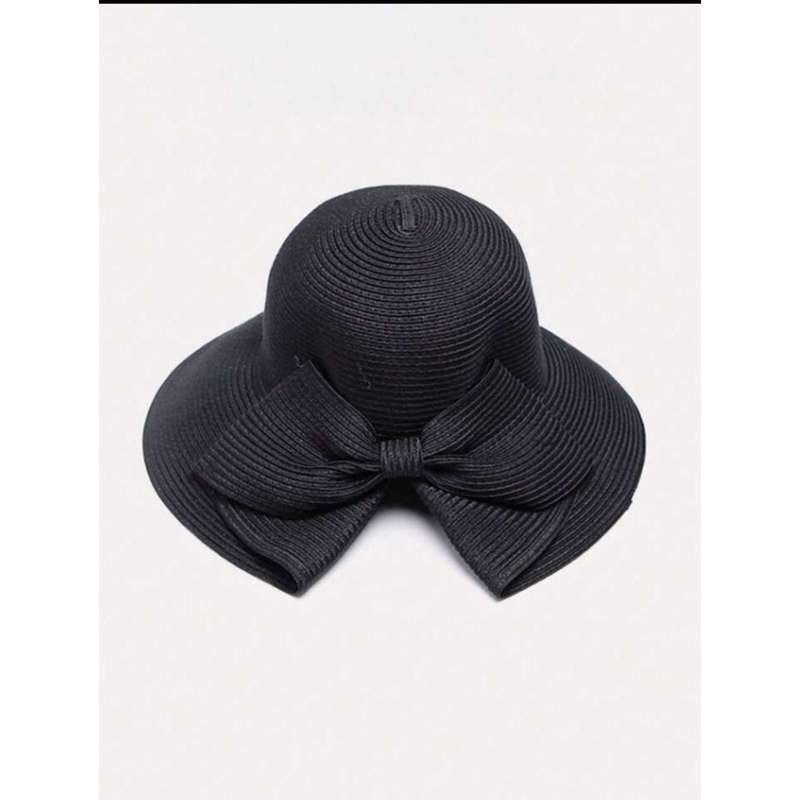 Straw Hat With Bowknot & Wide Brim Hat