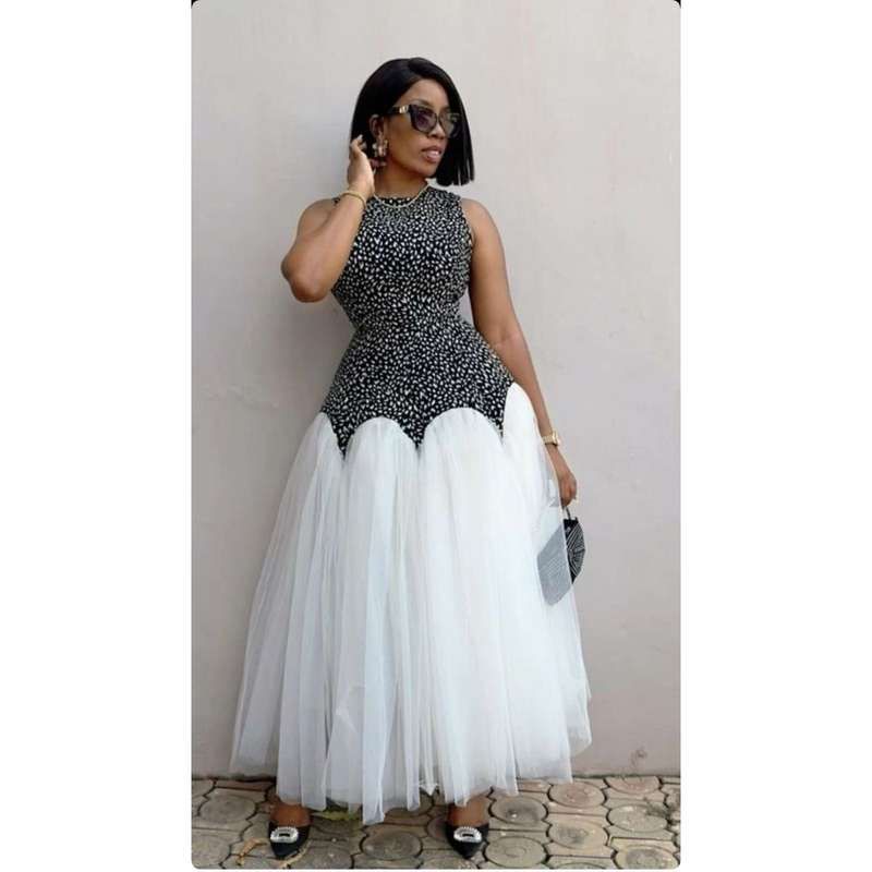 Sleeveless Mermaid Tule Dress.