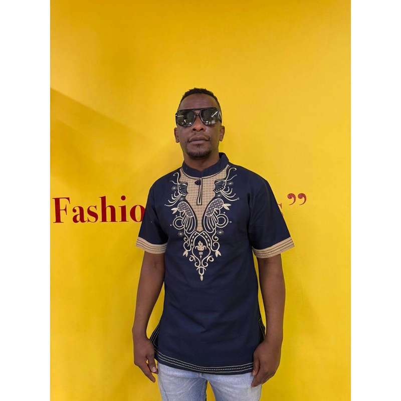 Mens African Vintage Embroidered T-Shirt
