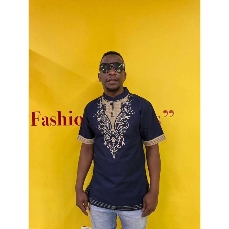 Mens African Vintage Embroidered T-Shirt