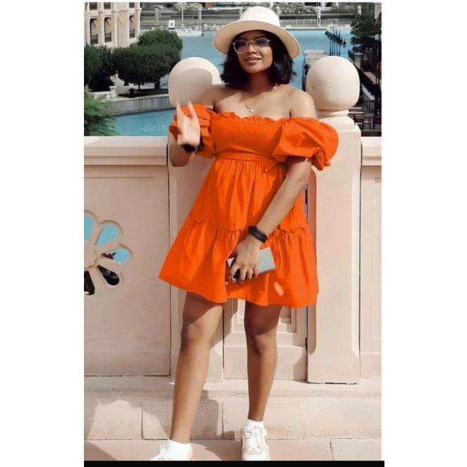 Cold Shoulder Bubble Mini Dress