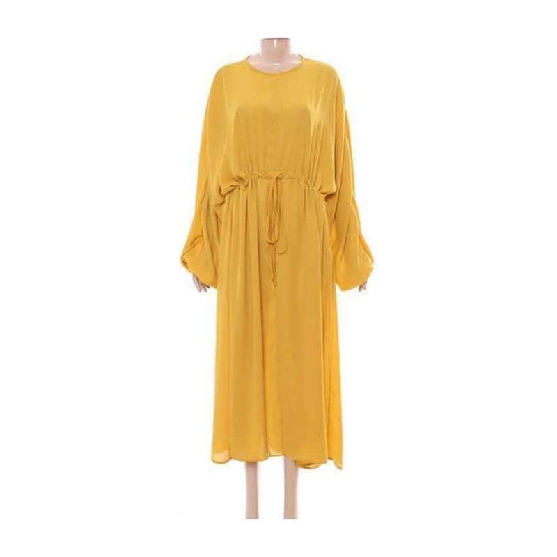 Lantern Sleeve Belted Dress.