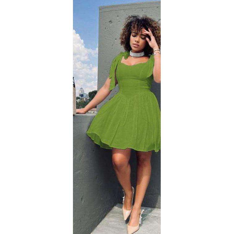 Sleeveless Date Night Bow knot Solid  Dress.