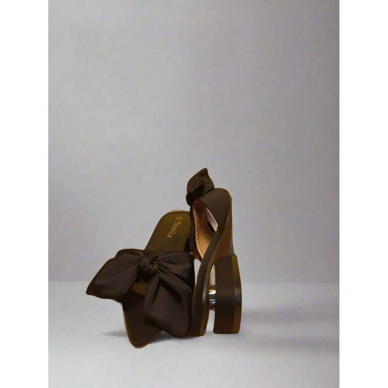 Textile Slide Sandals with Bow Decor.