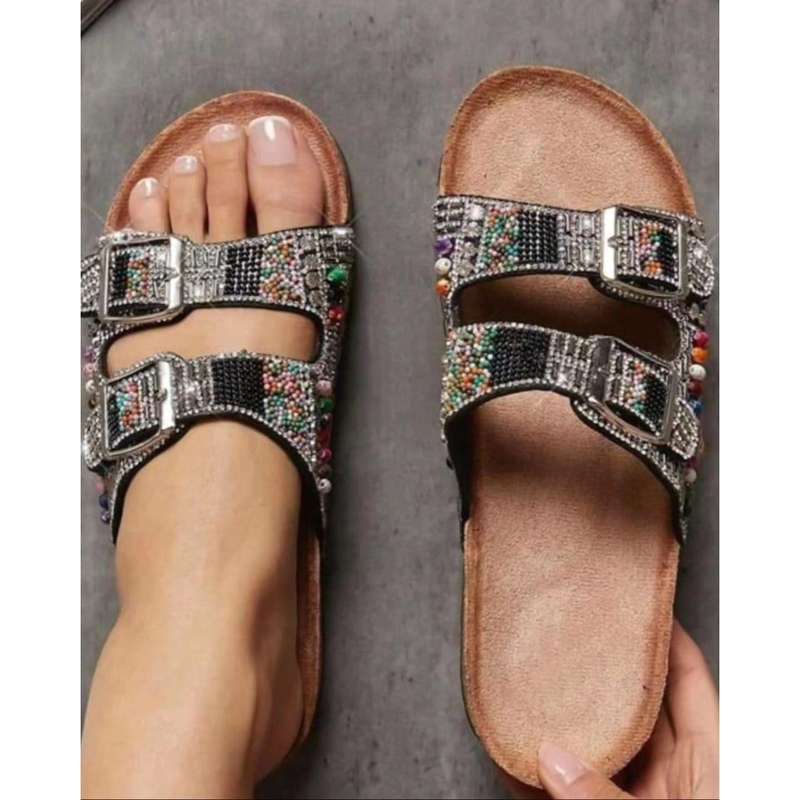 Beaded Rhinestone Decor Slides.