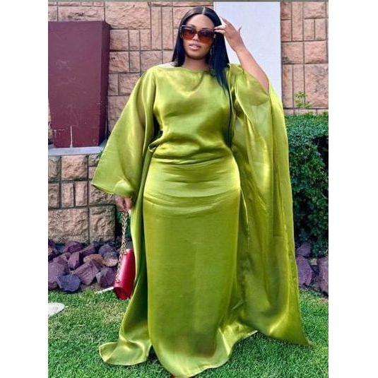Long Sleeve kaftan Elegant Satin Robe.
