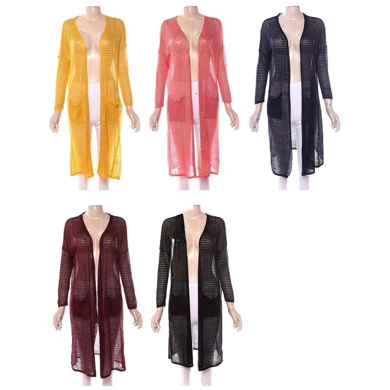 Hollow Out Long Sleeve Casual Cardigan.