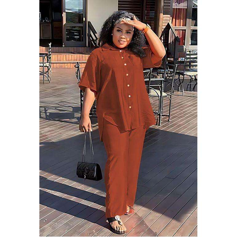 Irregular Top & Wide Pants Set.