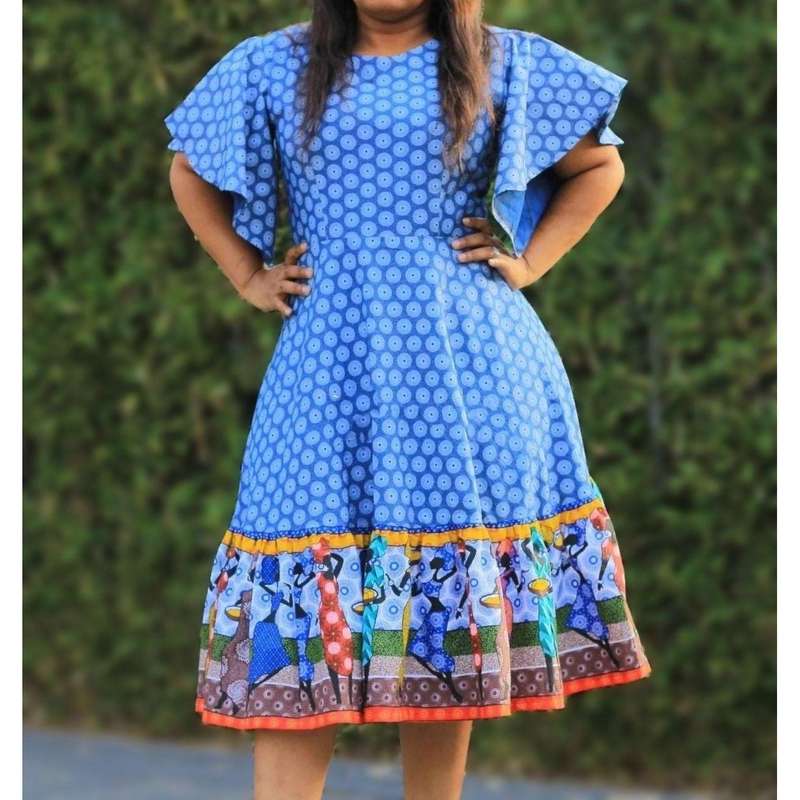 Short sleeve Printed Traditional Dress.