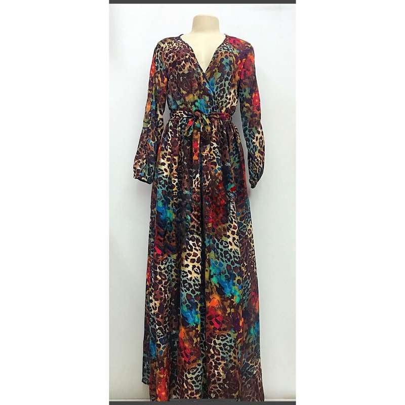 Colorful Leopard Print Maxi Dress.