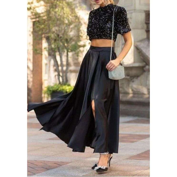 Sexy Glitter Crop Top & Skirt Set.