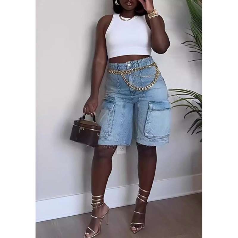 Denim Bermuda Cargo Shorts.
