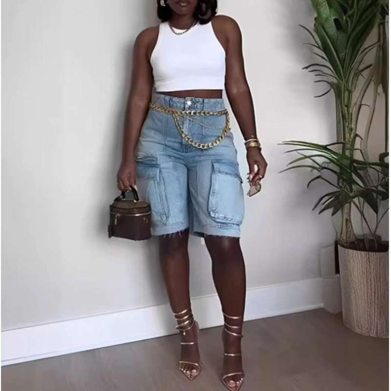 Denim Bermuda Cargo Shorts.