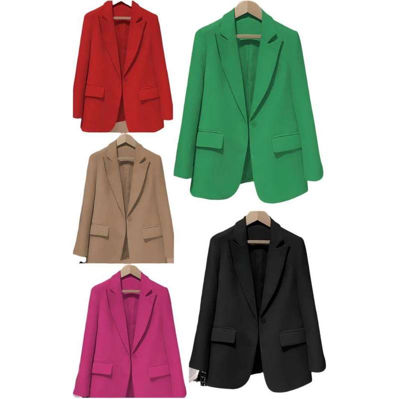 Formal Solid Button Front Lapel Neck Blazer.