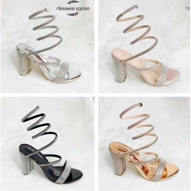 Spring-Around Rhinestone Decor High Heel Sandals,