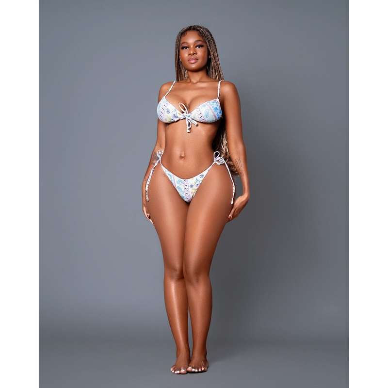 Floral Printed Drawstring Sexy Bikini set.