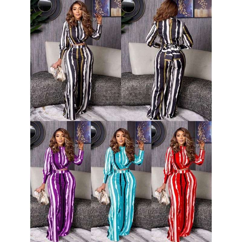 Plus Size Elegant Printed Two Piece Set.