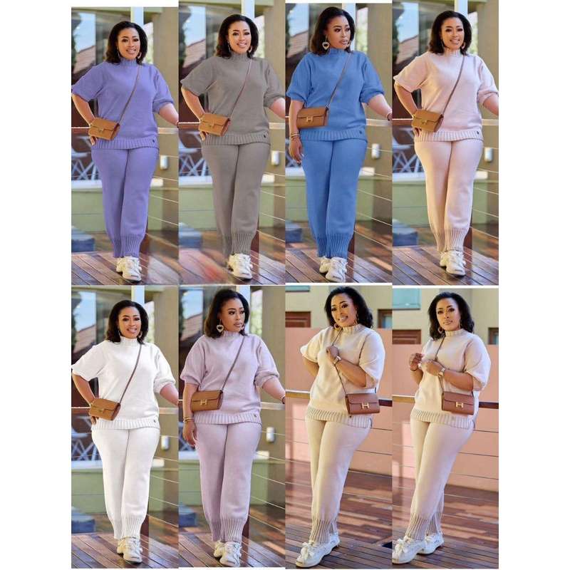 Knitted 3Quarter Sleeve Top Plus Pant Set.
