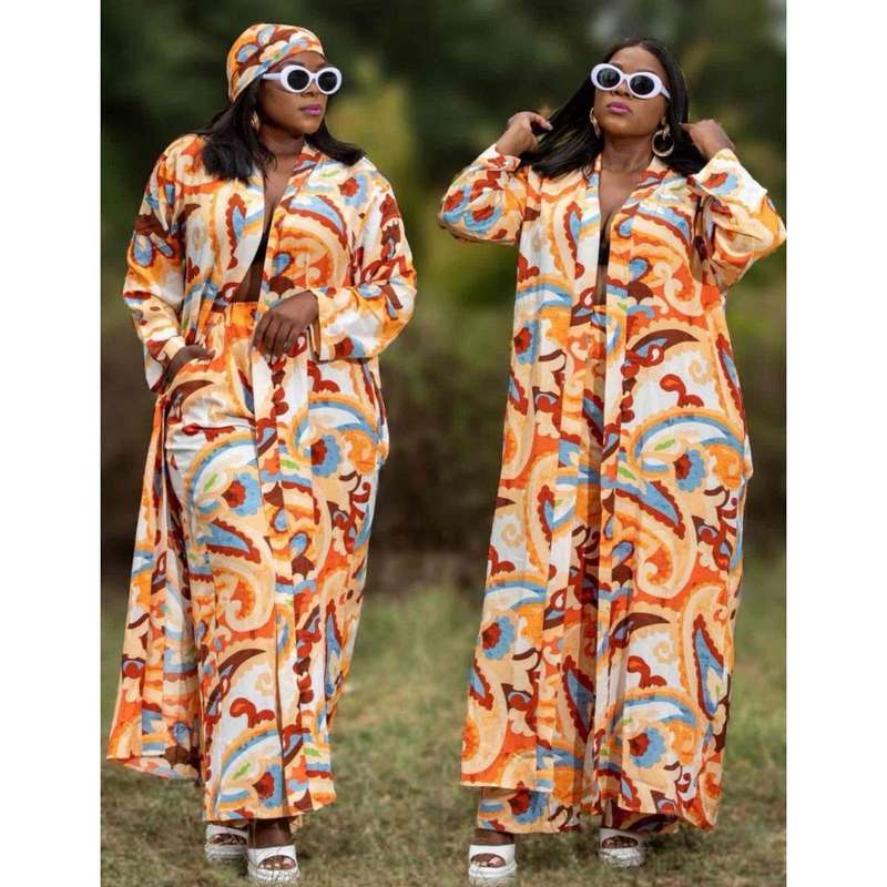 African Chiffon Dashiki Print Floral Two piece Set.