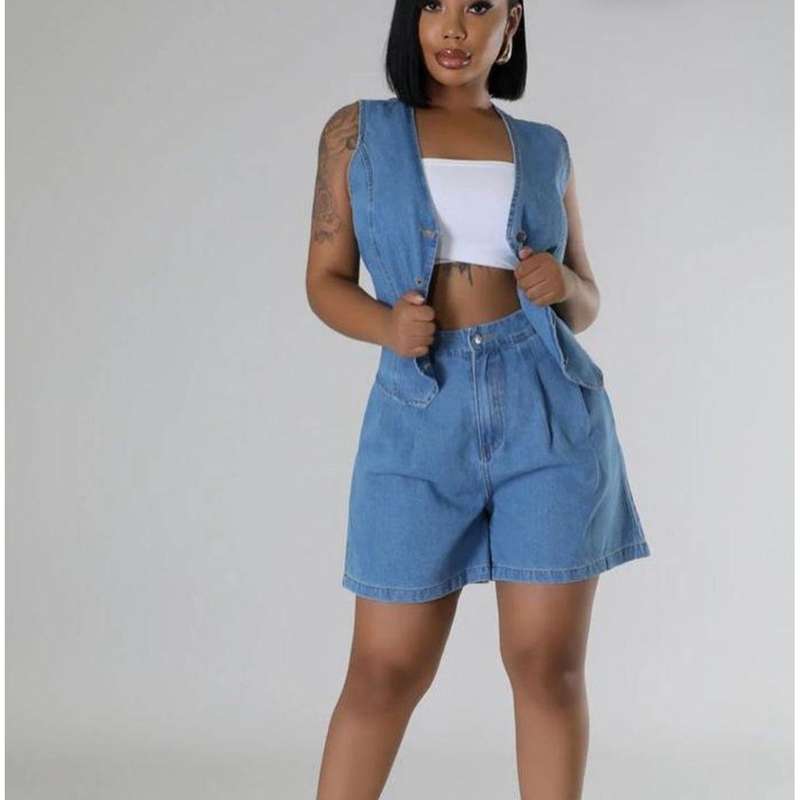 Women Fashion Denim two Piece Set.