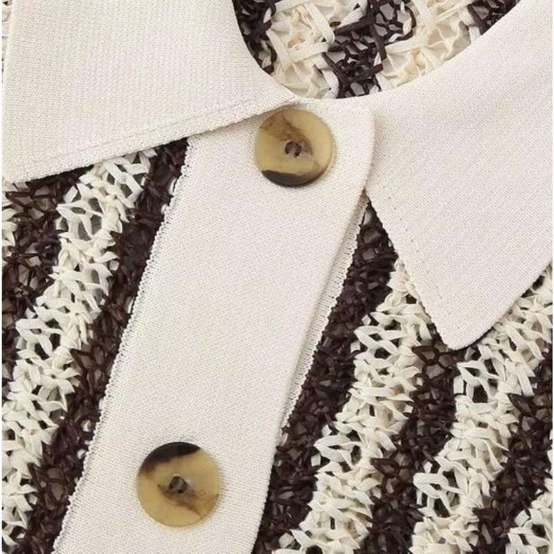 Classic Striped Knitted Polo Shirt.