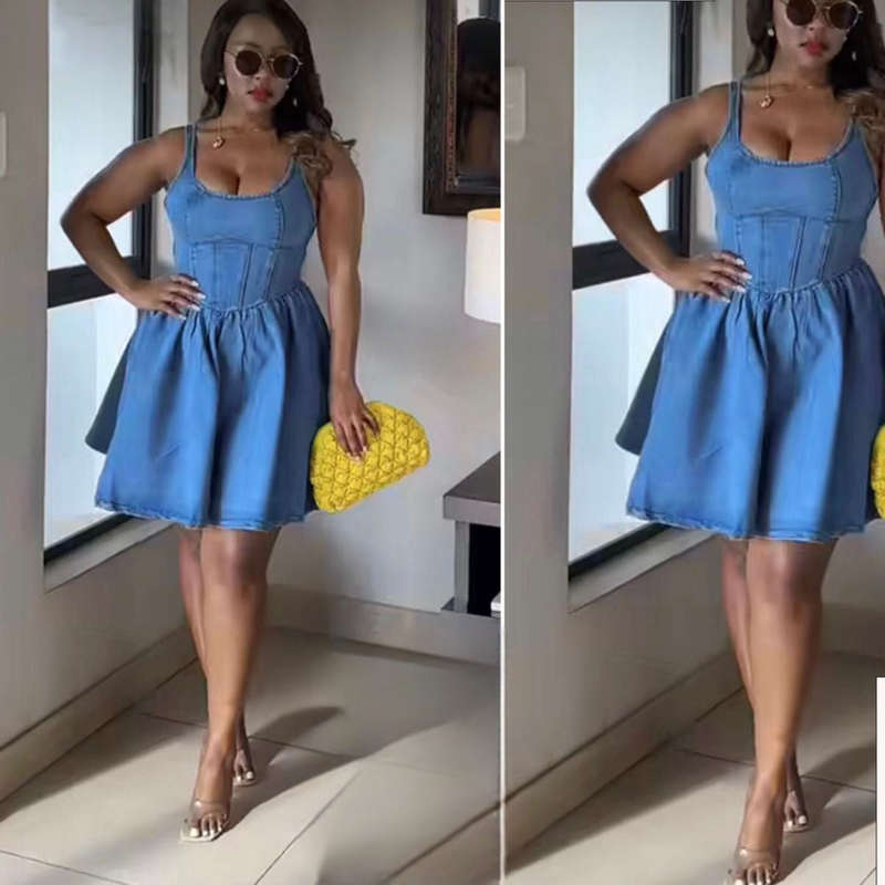 Denim Corset Skater Mini Dress.