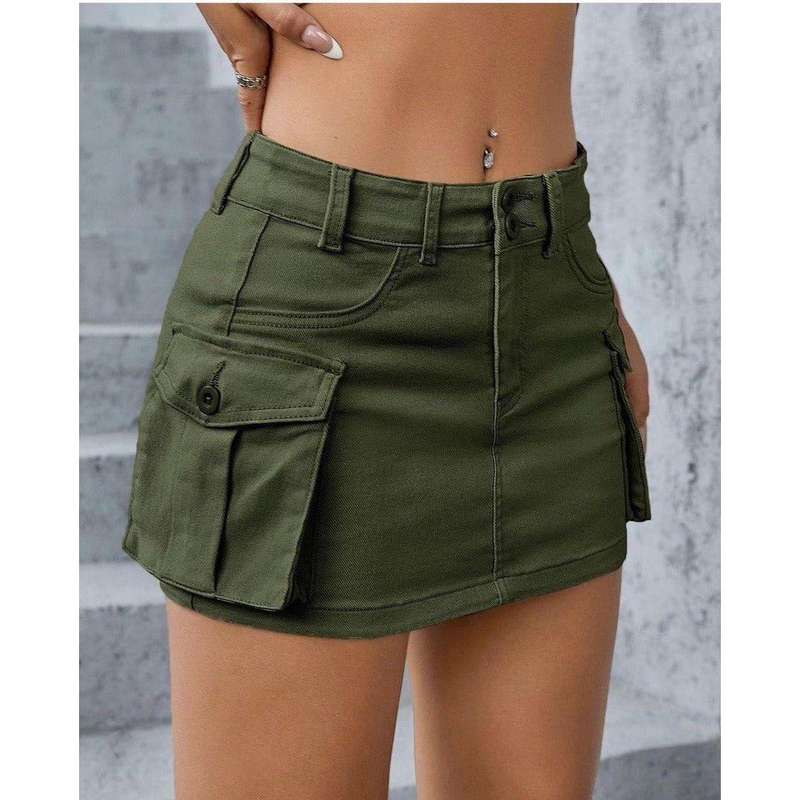 Side Pockets Mini Skirt