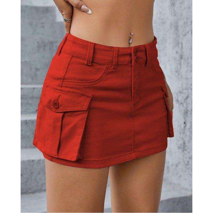 Side Pockets Mini Skirt