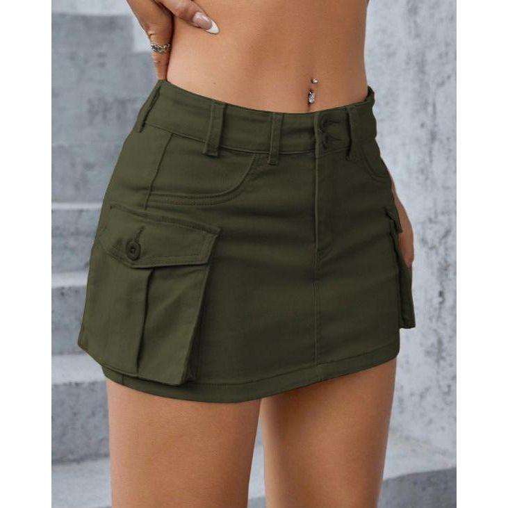 Side Pockets Mini Skirt