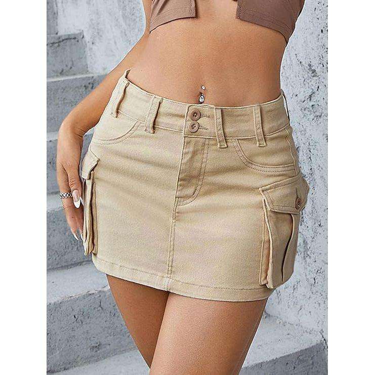Side Pockets Mini Skirt