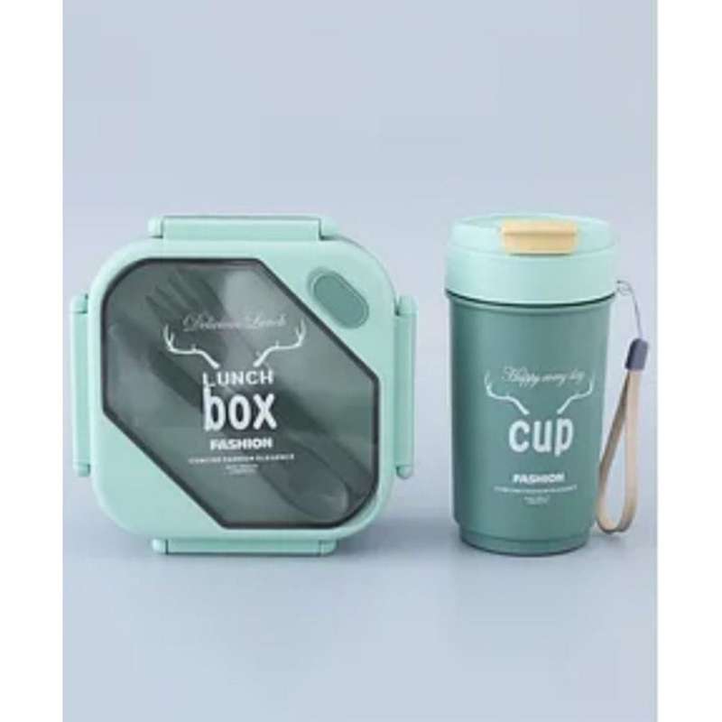 Squared Lunchbox Container & Travel Coffee Drink.