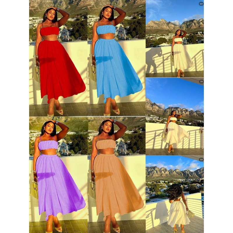 Sleeveless Sleeve Crop Top & Skirt Set.
