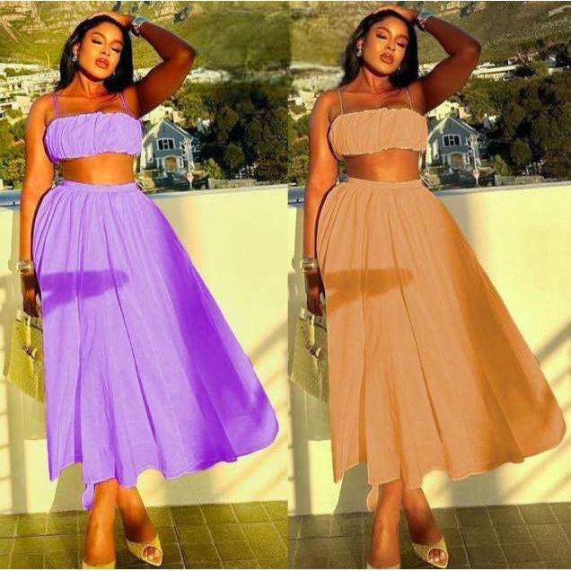 Sleeveless Sleeve Crop Top & Skirt Set.
