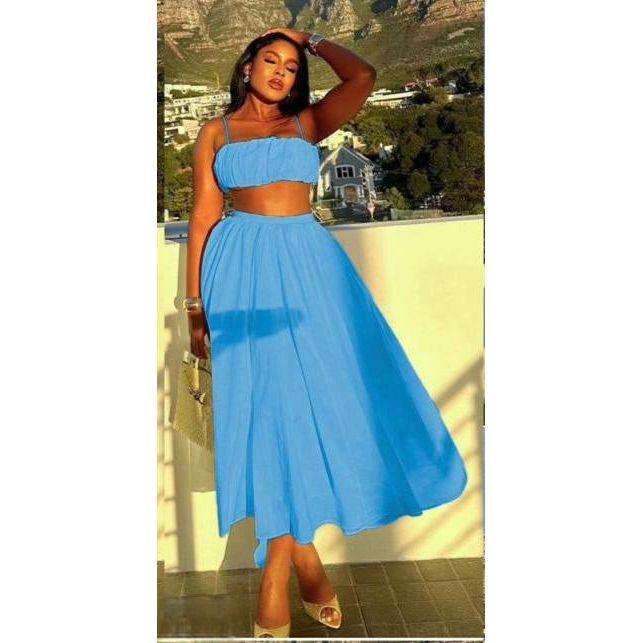 Sleeveless Sleeve Crop Top & Skirt Set.