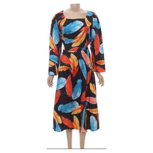 Plus Size Floral Print Midi Dress