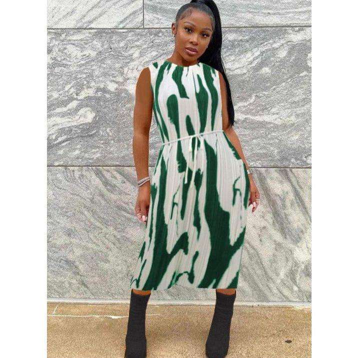 Allover Printed Sexy Midi Dress