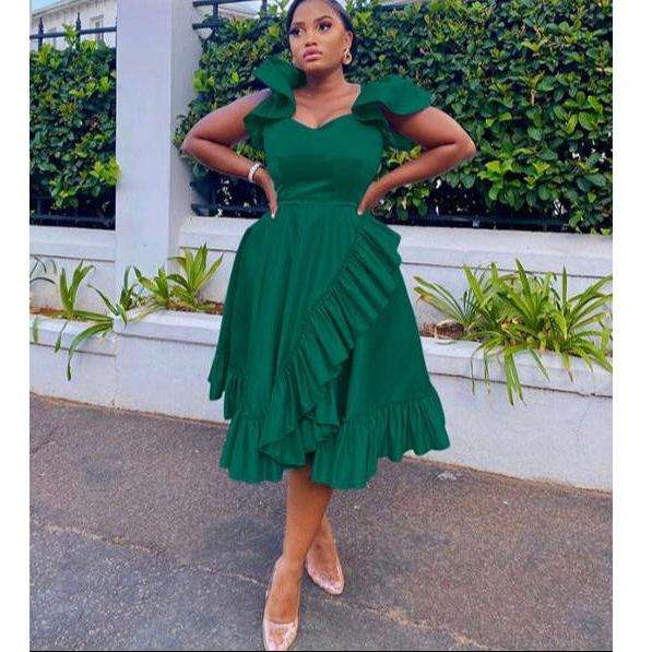 Asymmetric Bottom Pleated Maxi Dress