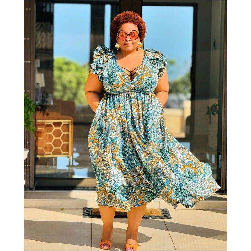Plus Size Printed Fabric Maxi Dress