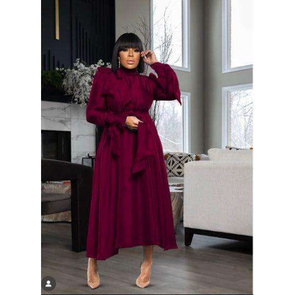 Elegant Long Sleeved Duchess Maxi Dress