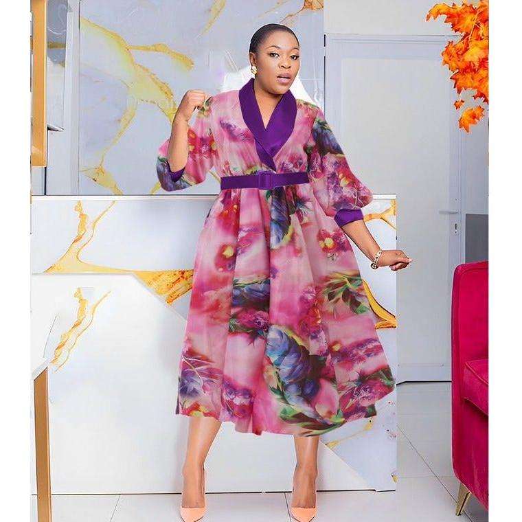 Plus Size Dashiki Ankara Floral Dress