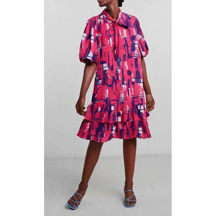 Multi-Color Choux Cotton Mini Dress